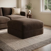 Chocolate Brown Velvet Ottoman Storage Footstool - Sade
