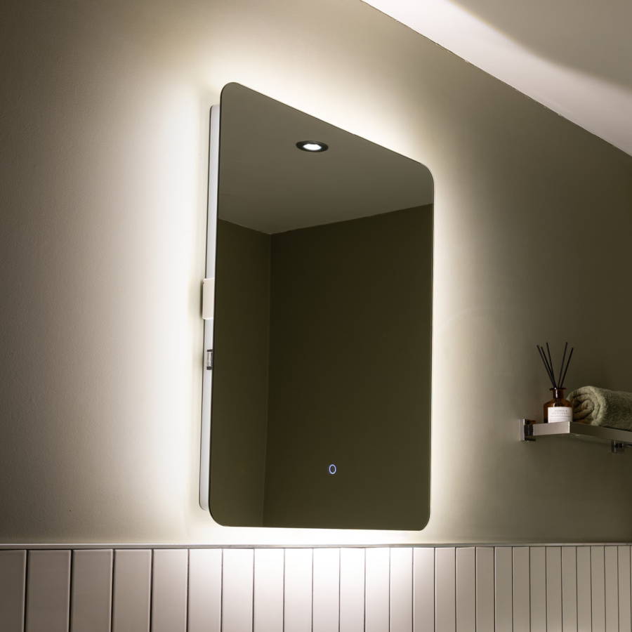 Sensio Reagan Rectangular Backlit Heated Bathroom Mirror with Lights & Shaver Socket 800 x 600mm