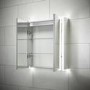 Sensio Ainsley Double Door Chrome Bathroom Mirror Cabinet with Lights & Bluetooth Speaker 664 x 700mm