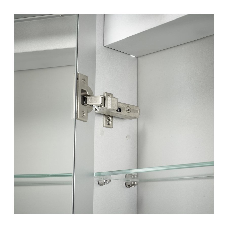 Sensio Ainsley Double Door Chrome Bathroom Mirror Cabinet with Lights & Bluetooth Speaker 664 x 700mm