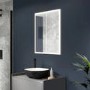 Sensio Eclipse Double Door Black Recessed Bathroom Mirror Cabinet with Lights, Demister & Shaver Socket 600 x 700mm