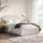 Cream Upholstered Double Ottoman Bed with Scalloped Headboard - Siena