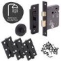 Internal Matt Black Lever Fire Door Handle with Latch and Hinges Pack - 65mm Latch - Sesia - XL Joinery