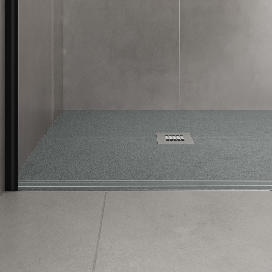 1000x800mm Rectangular Grey Slate Shower Tray 27mm - Stone Resin - Sileti