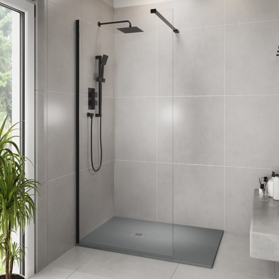 1000x800mm Rectangular Grey Slate Shower Tray 27mm - Stone Resin - Sileti