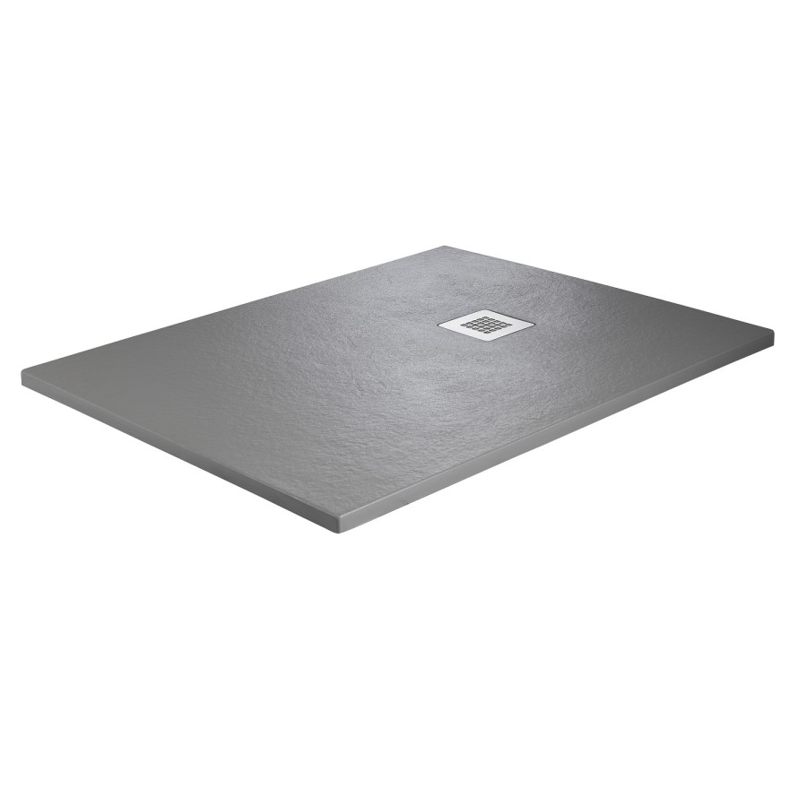 1000x800mm Rectangular Grey Slate Shower Tray 27mm - Stone Resin - Sileti