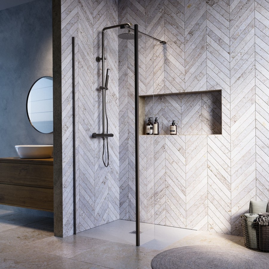 1000x800mm Rectangular Grey Slate Shower Tray 27mm - Stone Resin - Sileti