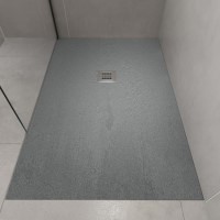 1200x800mm Rectangular Grey Slate Shower Tray 27mm - Stone Resin - Sileti