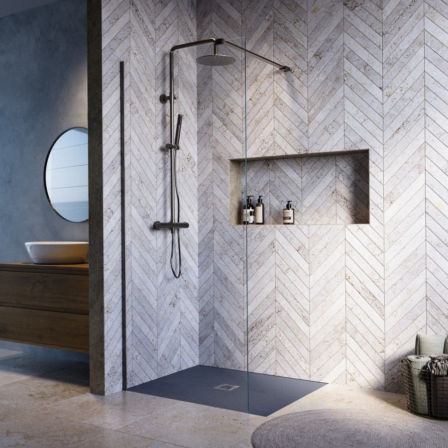 1200x800mm Rectangular Anti-Slip 27mm Slimline Anthracite Stone Resin Shower Tray – Sileti