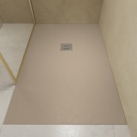 1000x800mm Rectangular Sand Slate-Effect Shower Tray 27mm - Stone Resin - Sileti