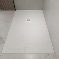 1700x800mm Slate Effect  Rectangular Anti-Slip 27mm Slimline White Shower Tray – Sileti