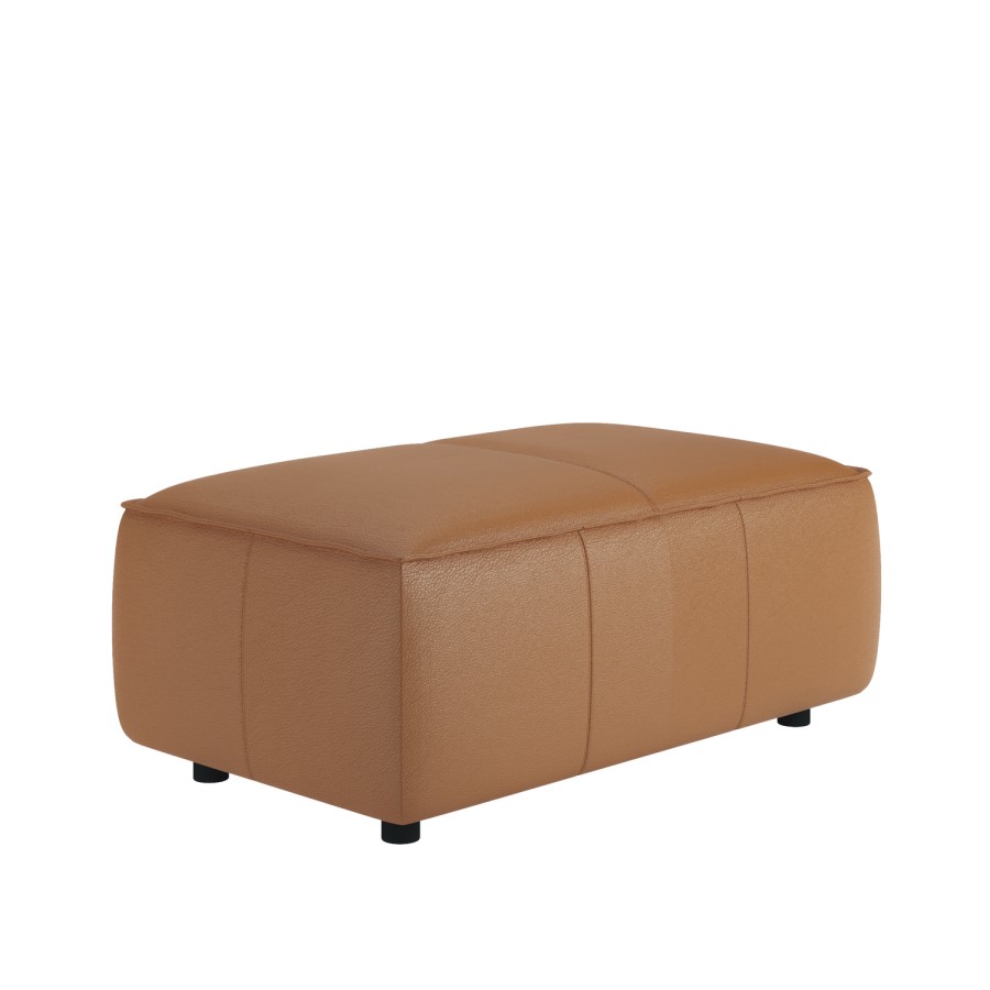 Brown Real Leather Footstool - Samuel