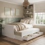 Small Double White Wooden Guest Bed with Storage and Trundle - Sander