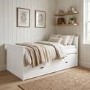 Single White Wooden Guest Bed with Storage and Trundle - Sander