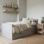 Single Grey Wooden Guest Bed with Storage and Trundle - Sander