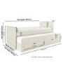Single Cream Wooden Guest Bed with Storage and Trundle - Sander