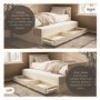 Single Cream Wooden Guest Bed with Storage and Trundle - Sander