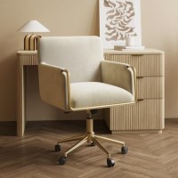 Cream Velvet Office Swivel Tub Chair - Sonny