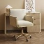 Cream Velvet Office Swivel Tub Chair - Sonny