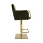 Olive Green Velvet Adjustable Swivel Bar Stool with Gold Base - Sonny
