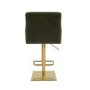 Olive Green Velvet Adjustable Swivel Bar Stool with Gold Base - Sonny