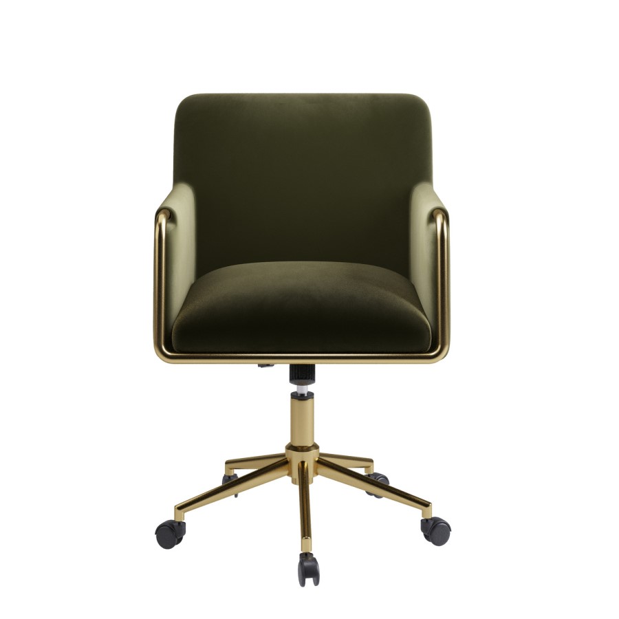 Khaki Velvet Office Swivel Tub Chair - Sonny