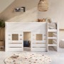 White Mid Sleeper Cabin Bed with Den - Saint