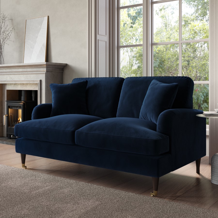 Navy Blue Velvet 2 Seater Sofa - Payton