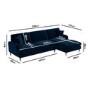 Navy Blue Velvet Right Hand Facing 4 Seater Chaise Corner Sofa - Payton