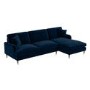 Navy Blue Velvet Right Hand Facing 4 Seater Chaise Corner Sofa - Payton