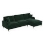 Dark Green Velvet Right Hand Facing 4 Seater Chaise Corner Sofa - Payton 
