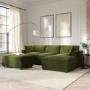 Large Olive Green Velvet Right Hand 4 Seater Chaise Corner Sofa - August
