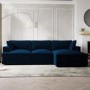 Large Navy Blue Velvet Right Hand 4 Seater Chaise Corner Sofa - August