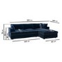 Large Navy Blue Velvet Right Hand 4 Seater Chaise Corner Sofa - August