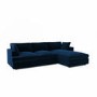 Large Navy Blue Velvet Right Hand 4 Seater Chaise Corner Sofa - August