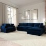 Large Navy Blue Velvet Right Hand 4 Seater Chaise Corner Sofa - August