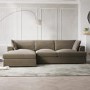 Left Hand Chaise Corner Sofa and Footstool Set in Mink Velvet - August