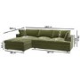 Olive Green Velvet Left Hand 4 Seater Chaise Corner Sofa - August