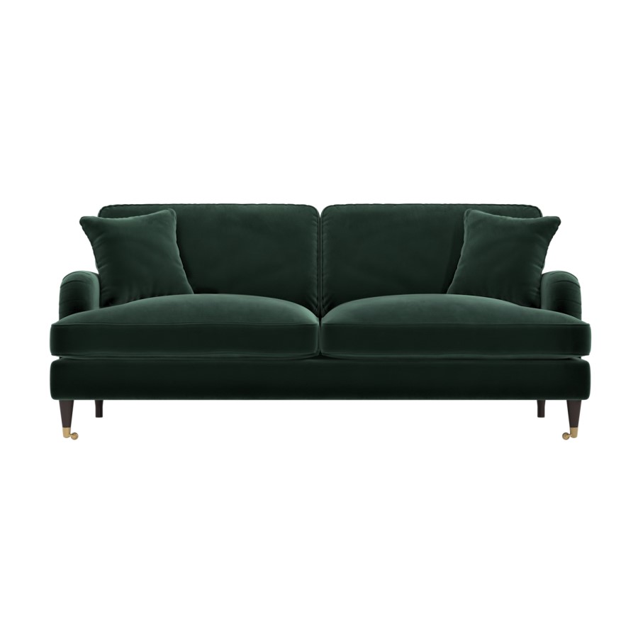 Dark Green Velvet 4 Seater Sofa - Payton