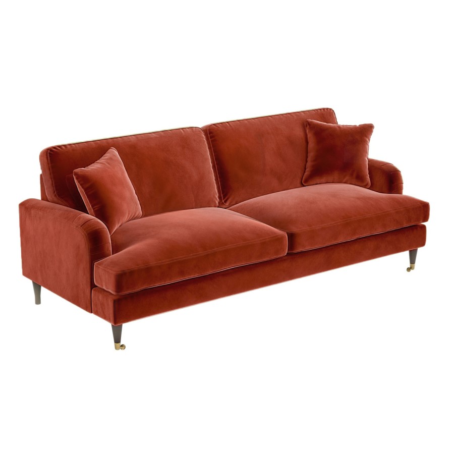 Burnt Orange Velvet 4 Seater Sofa - Payton