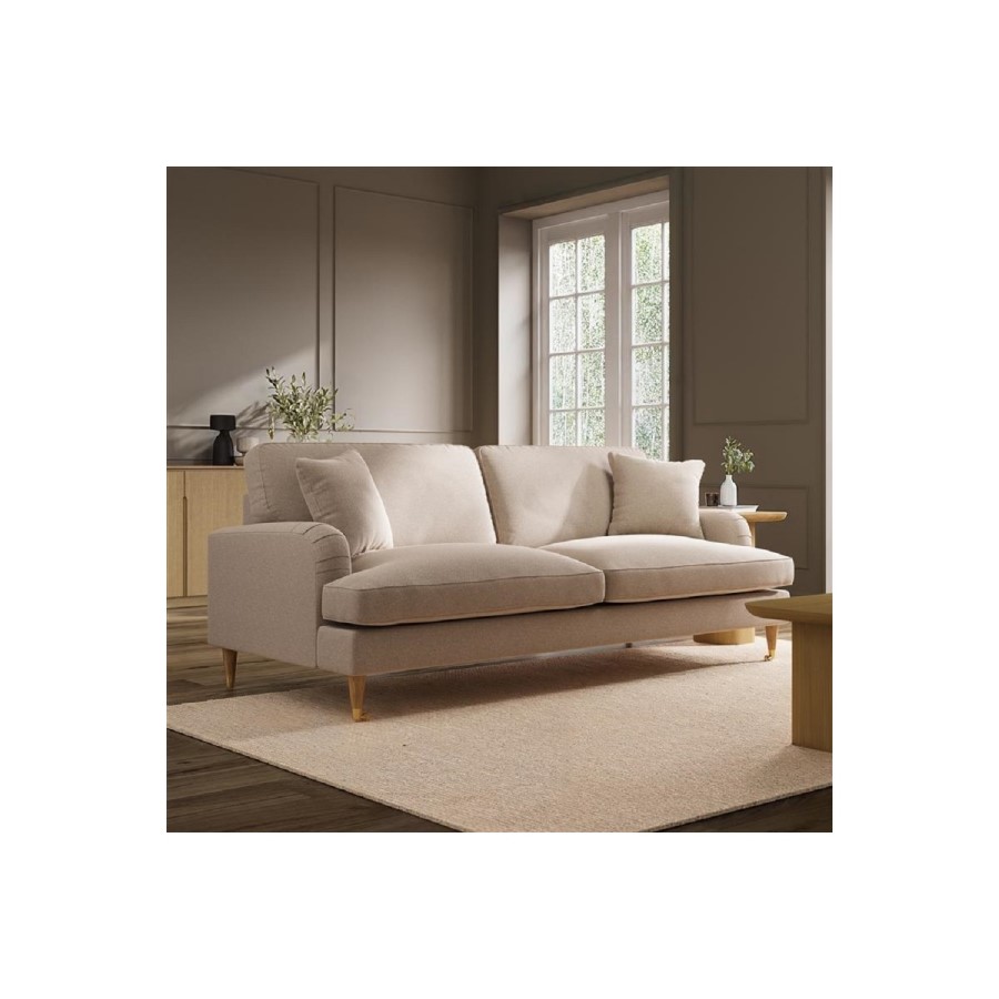 ONLY OPENED - Beige Woven Fabric 4 Seater Sofa - Payton