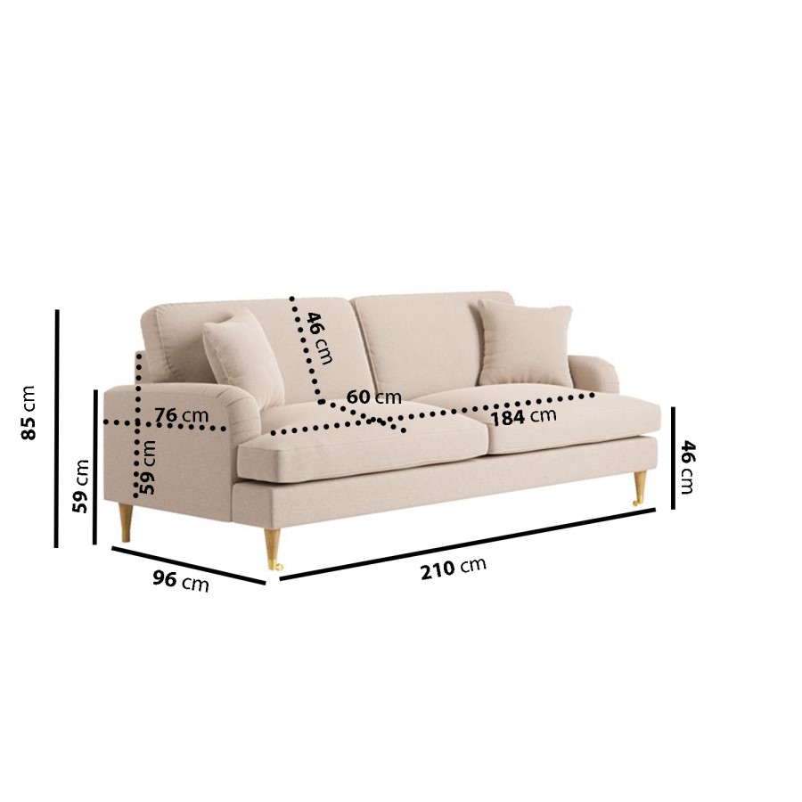 ONLY OPENED - Beige Woven Fabric 4 Seater Sofa - Payton