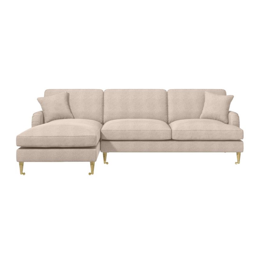Beige Fabric Left Hand Facing 4 Seater Chaise Corner Sofa - Payton