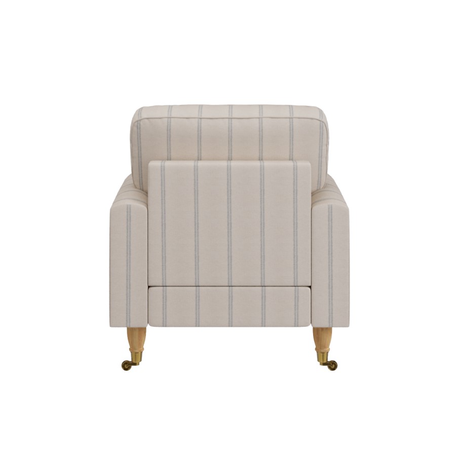 Cream Chenille Blue Striped Armchair - Payton