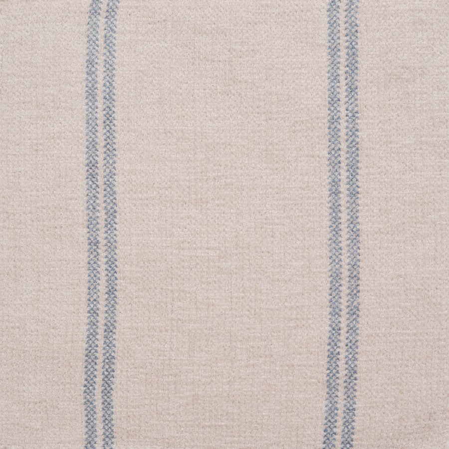 Cream Chenille Blue Striped Footstool - Payton