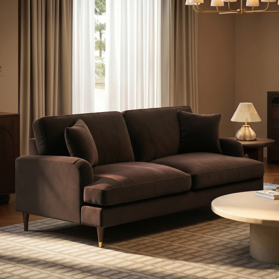 Brown Chenille 3 Seater Sofa - Payton