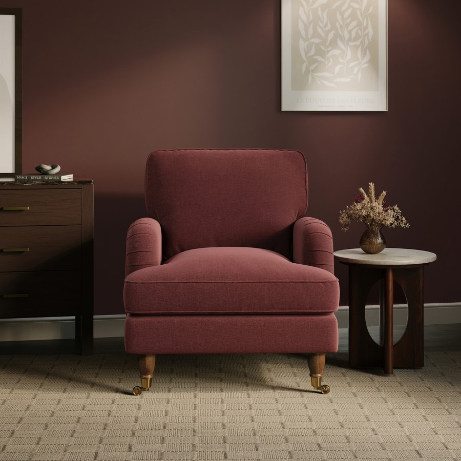 Merlot Red Chenille Armchair - Payton