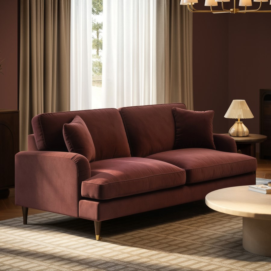 Merlot Red Chenille 3 Seater Sofa - Payton