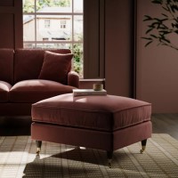 Merlot Red Chenille Footstool - Payton