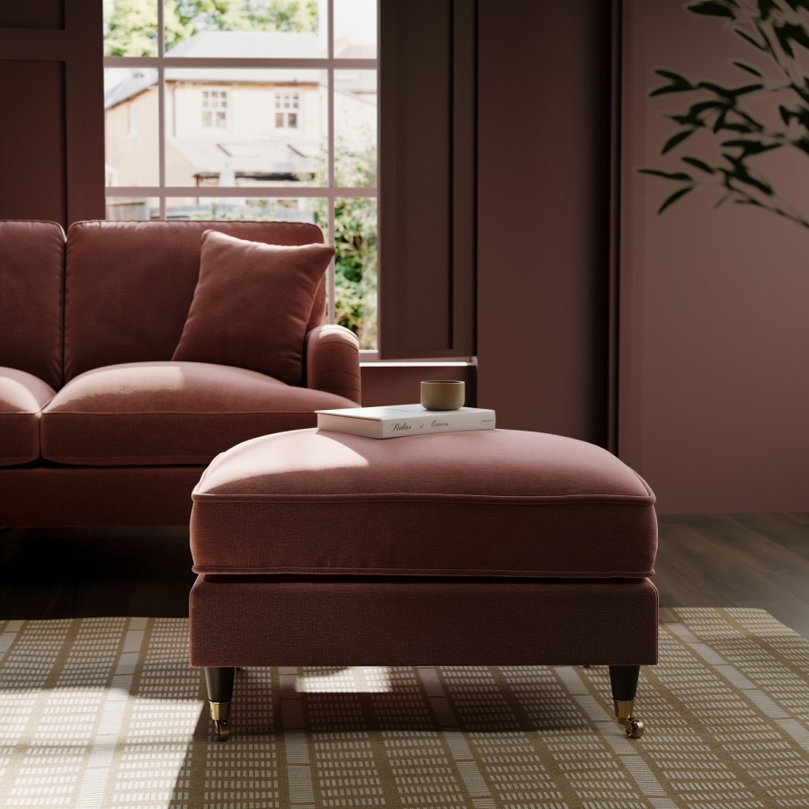 Merlot Red Chenille Footstool - Payton